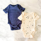 Baby Gap First Favorites Blue Cream Black Textured Short Sleeve Bodysuits Bundle x4 | sz 0-3m
