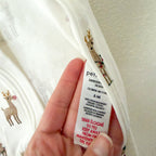 Petit Lem Organic Cotton Holiday Cream Reindeer 2-Way Zipper Footed Sleeper | 3-6m