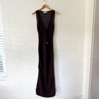 Monday Swimwear Crochet Monte Carlo Tie Cover Up Midi Dress in Espresso | S