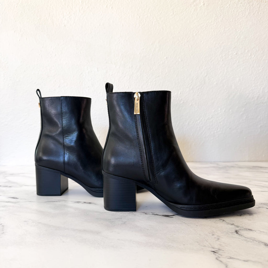 MICHAEL Michael Kors Leather Lex Ankle Bootie in Black | 6.5