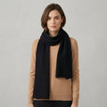 COS 100% Cashmere Black Ribbed Knit Shawl Scarf