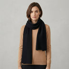COS 100% Cashmere Black Ribbed Knit Shawl Scarf