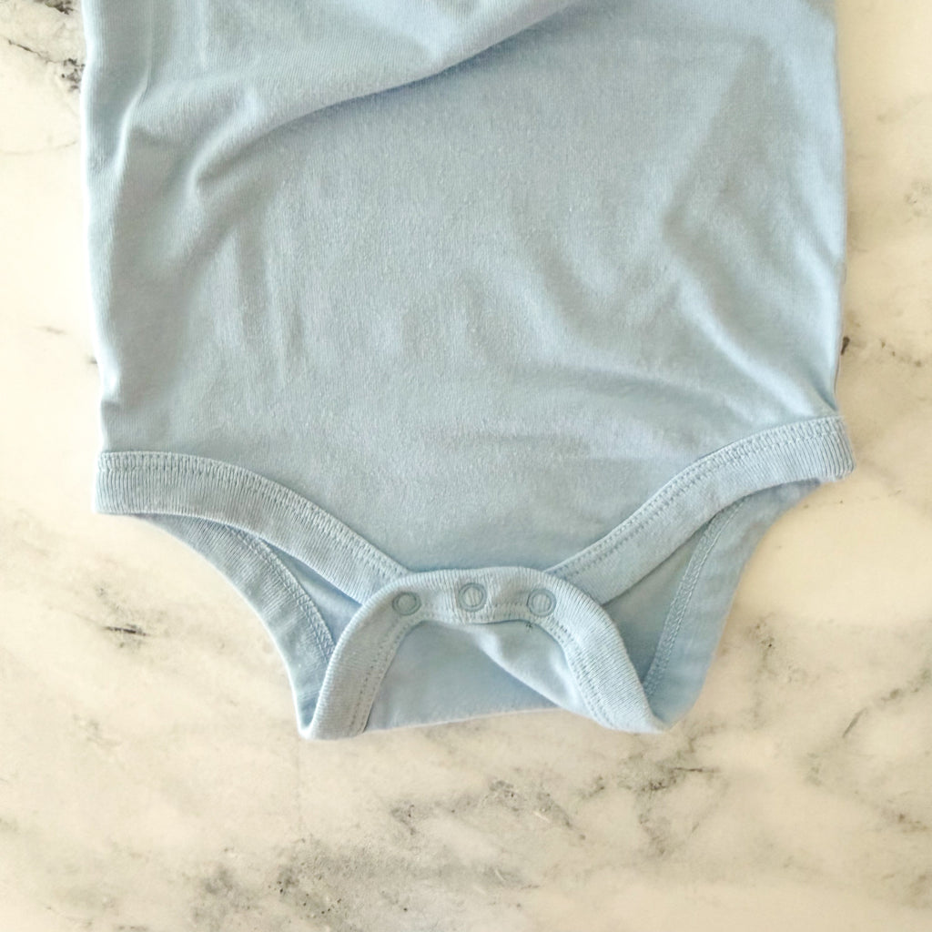 Cat & Jack Powder Blue Henley Short Sleeve Bodysuit | 0-3m