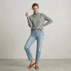 Vince 100% Cashmere Donegal Side Slit Turtleneck Sweater Heather Grey | XS