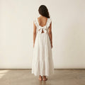 MANGO White Eyelet Embroidered Cotton Maxi Dress | XS