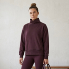 Zella Funnel Neck Pullover Sweatshirt in Brown Mole | XS