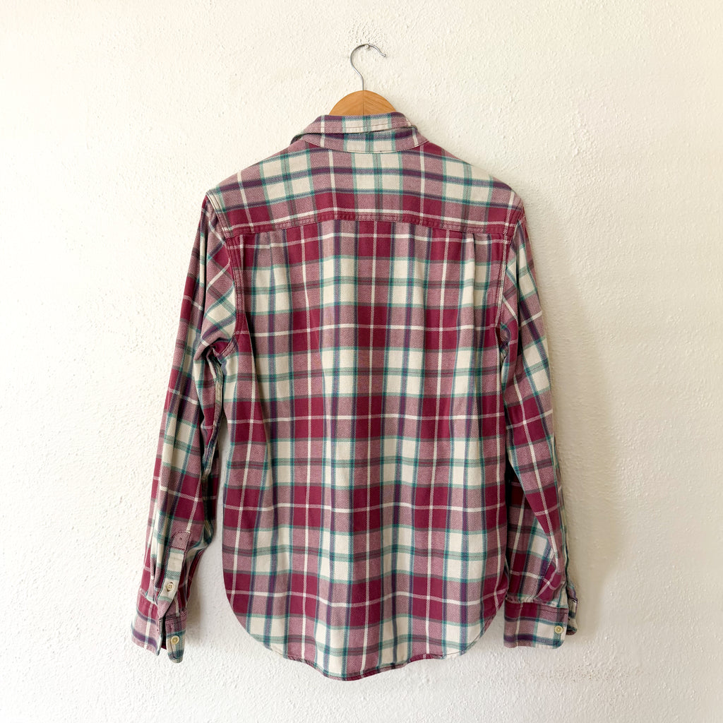 Lucky Brand Plaid Flannel Button Down Shirt Mauve Teal Classic Fit | M