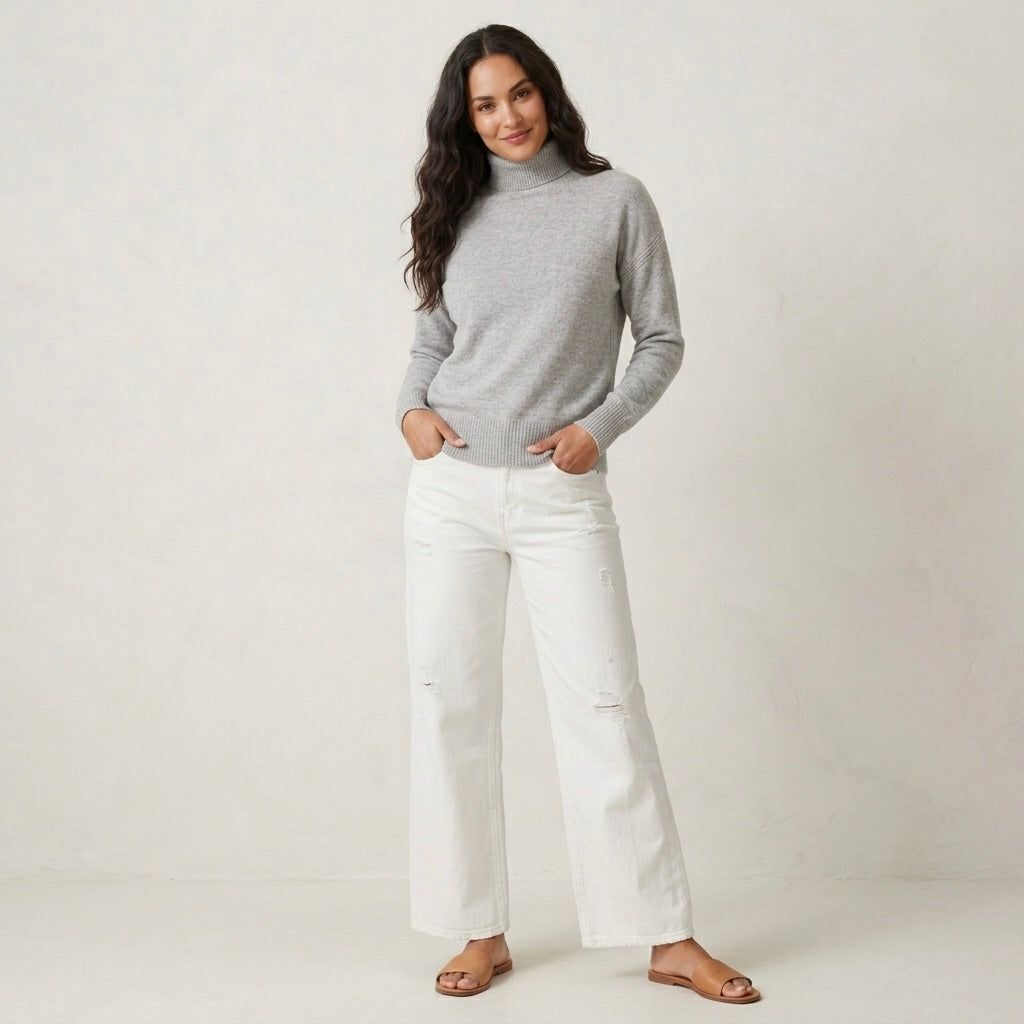 Reiss Nova Cashmere Blend Turtleneck Sweater in Grey | XS