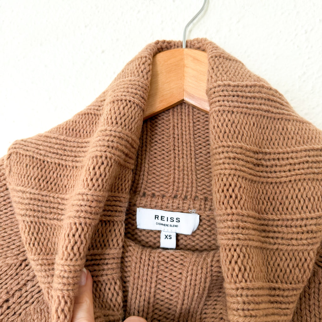 Reiss Eve Wool Cashmere Blend Roll Neck Sweater in Camel | XS
