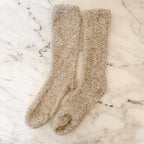 Barefoot Dreams CozyChic Heathered High Socks in Stone White Marl | OS