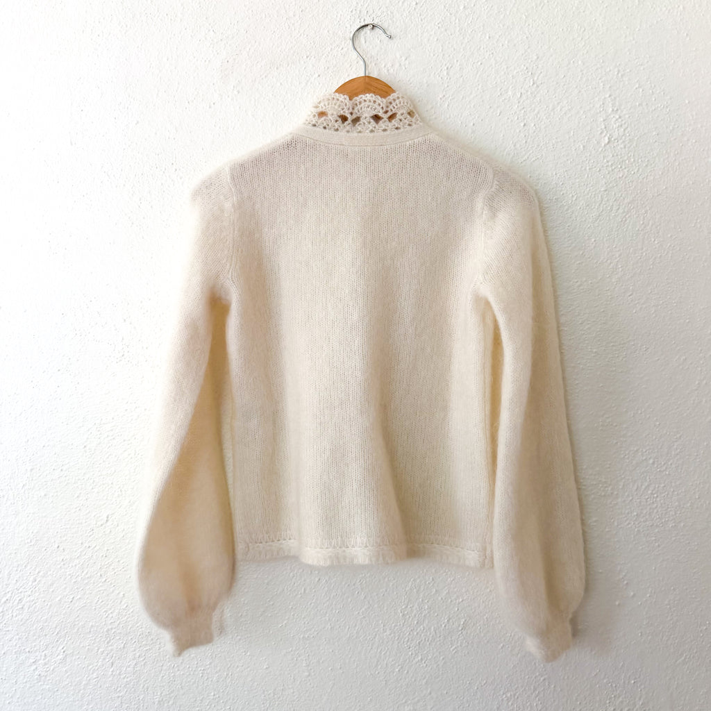 Sézane Angie Mohair Merino Wool Button Down Cardigan in Ecru | XXS