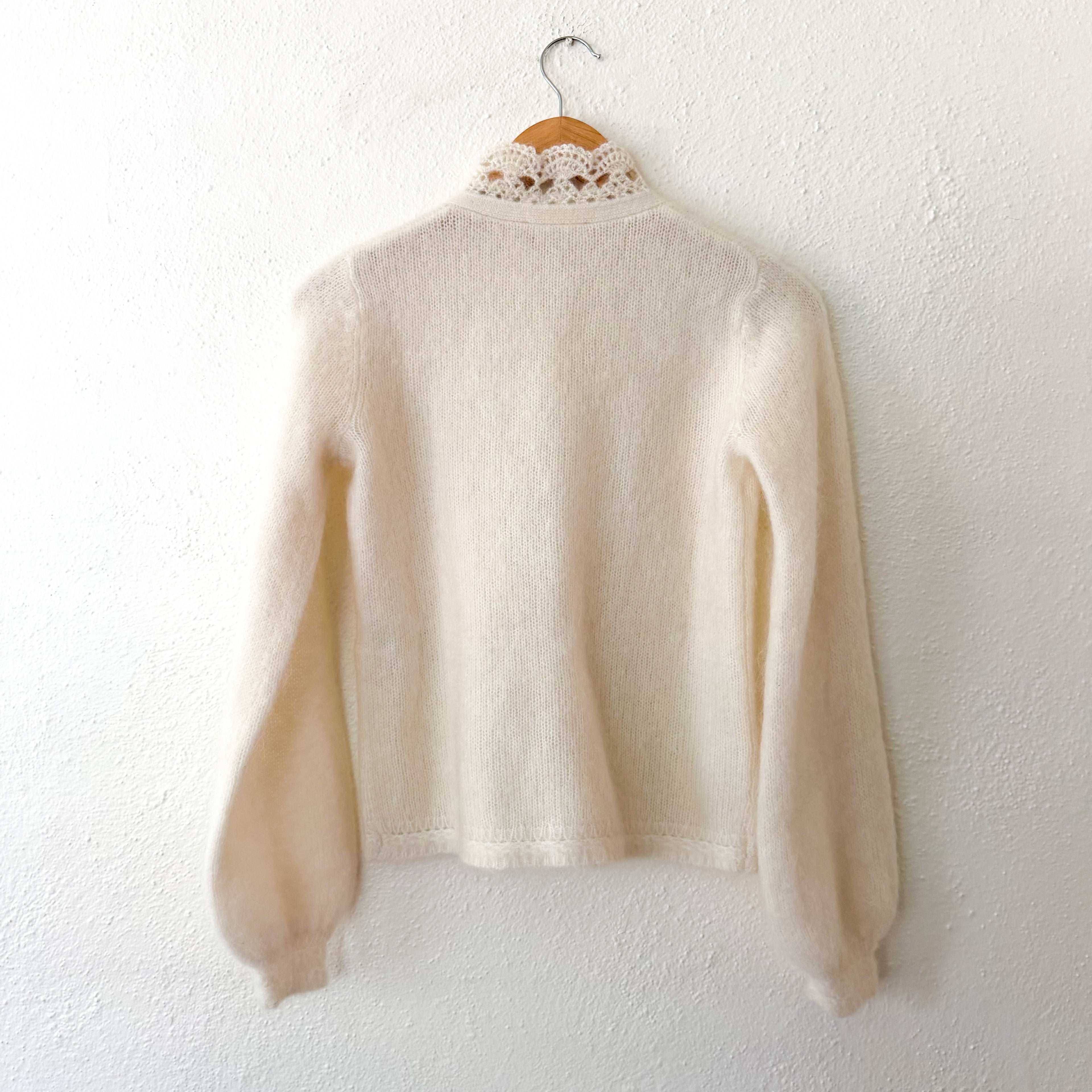 Sézane Angie Mohair Merino Wool Button Down Cardigan in Ecru | XXS