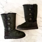 UGG Australia Black Sheepskin Bailey Button Triplet Boots | 2Y
