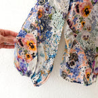Zimmermann Petite Tama Ramie Pansy Floral Long Sleeve Sheer Blouse | 0P