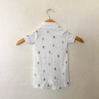 Petite Plume 100% Pima Cotton White Sailboat Collar Short Sleeve Romper | 3-6m