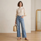 7 For All Mankind Cropped Alexa High-Rise Medium Wash Straight/Wide Leg Jeans | 23