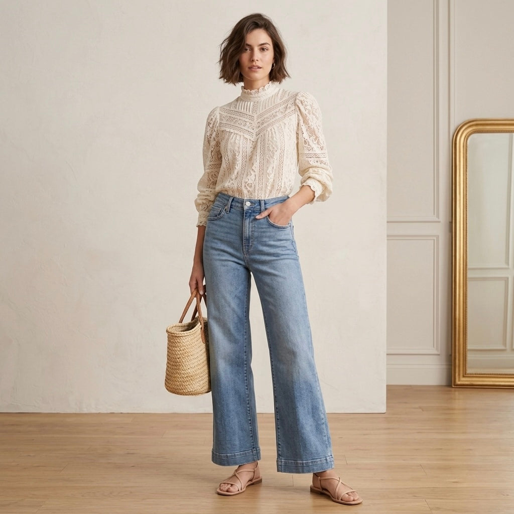 7 For All Mankind Cropped Alexa High-Rise Medium Wash Straight/Wide Leg Jeans | 23