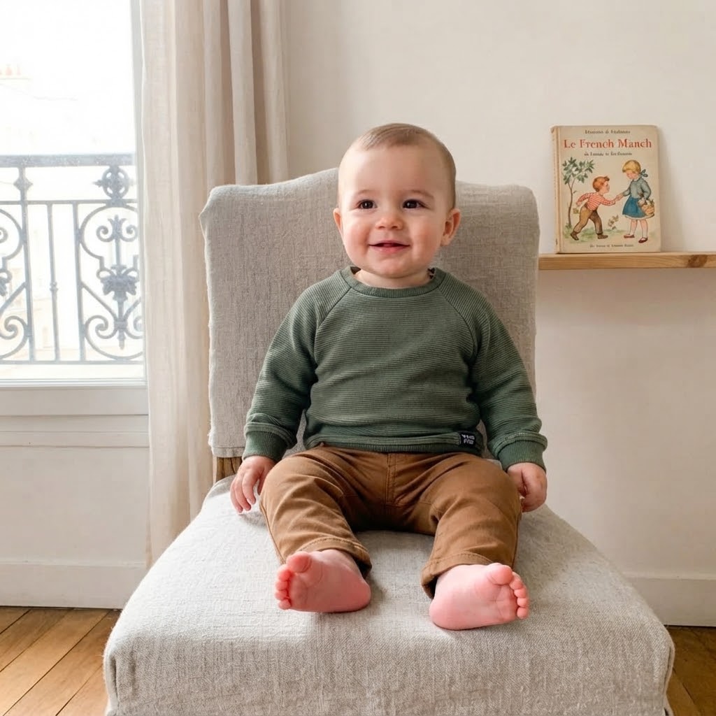 H&M Olive Green Textured Cotton 'The Future is Ours' Sweatshirt | 6-9m