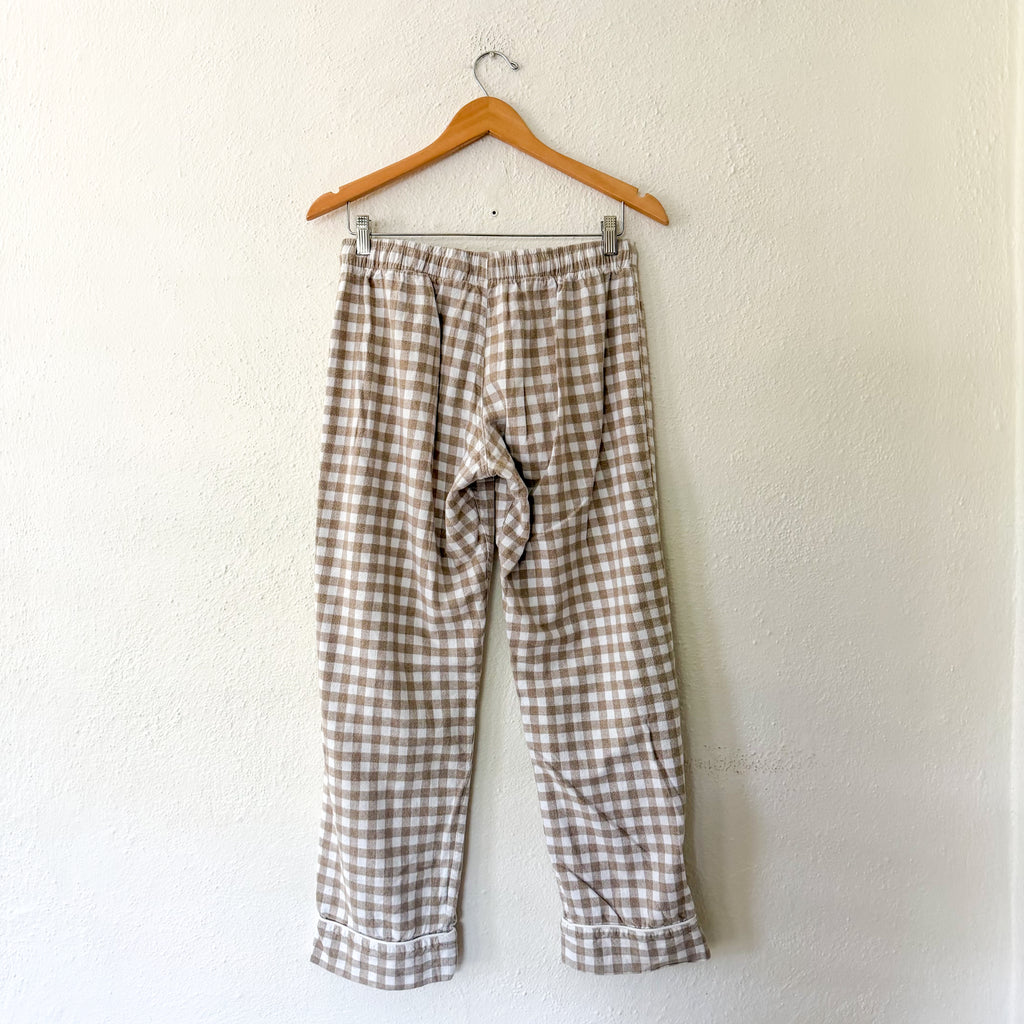 Serena & Lily Belvedere Flannel Pajamas in Doe Beige Gingham | S