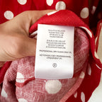 Posse Nina 100% Linen Red Polka Dot Elbow Sleeve Shift Mini Dress | S
