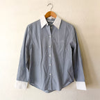 & Other Stories Paris Atelier Button Up Long Sleeve Shirt in Blue Pinstripe | 0