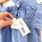 Sea New York Ramie Mock Neck Ruffle Sleeveless Top in Carolina Blue | XXS