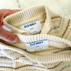 Old Navy Tan Brown Blue Crochet Collared Knit Sweater + Pull On Shorts Matching Set | 0-3m