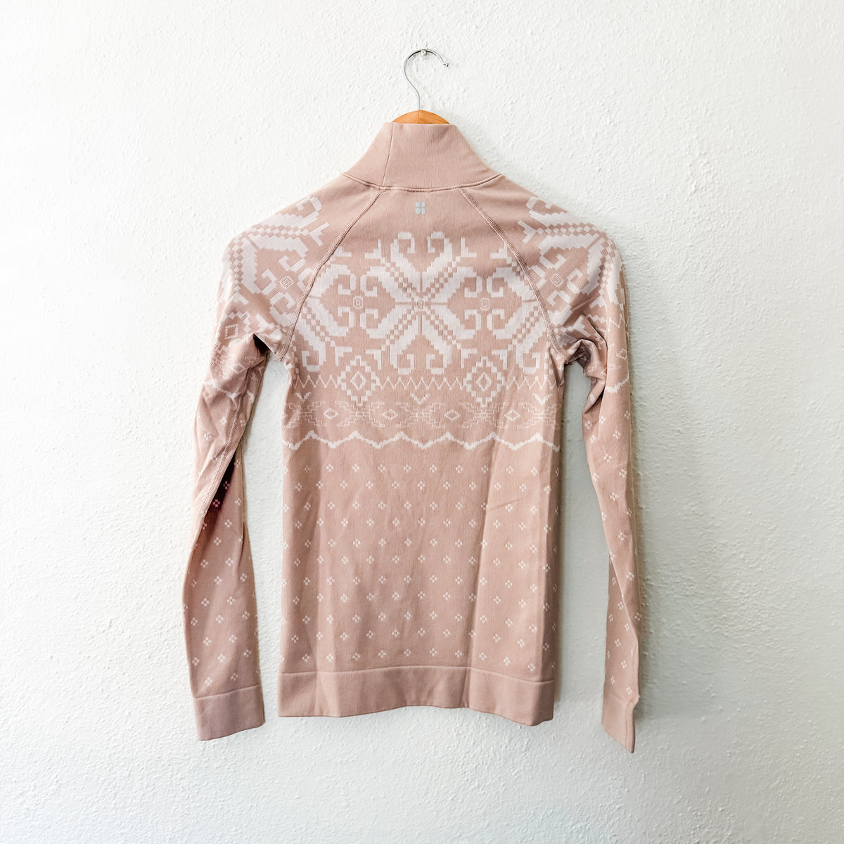 Sweaty Betty Fair Isle Jacquard Seamless Turtleneck Base Layer Long Sleeve Shirt | XS