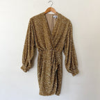 & Other Stories Wrap-Effect Gold Sequin Dolman Sleeve Mini Dress | 0/EUR 32