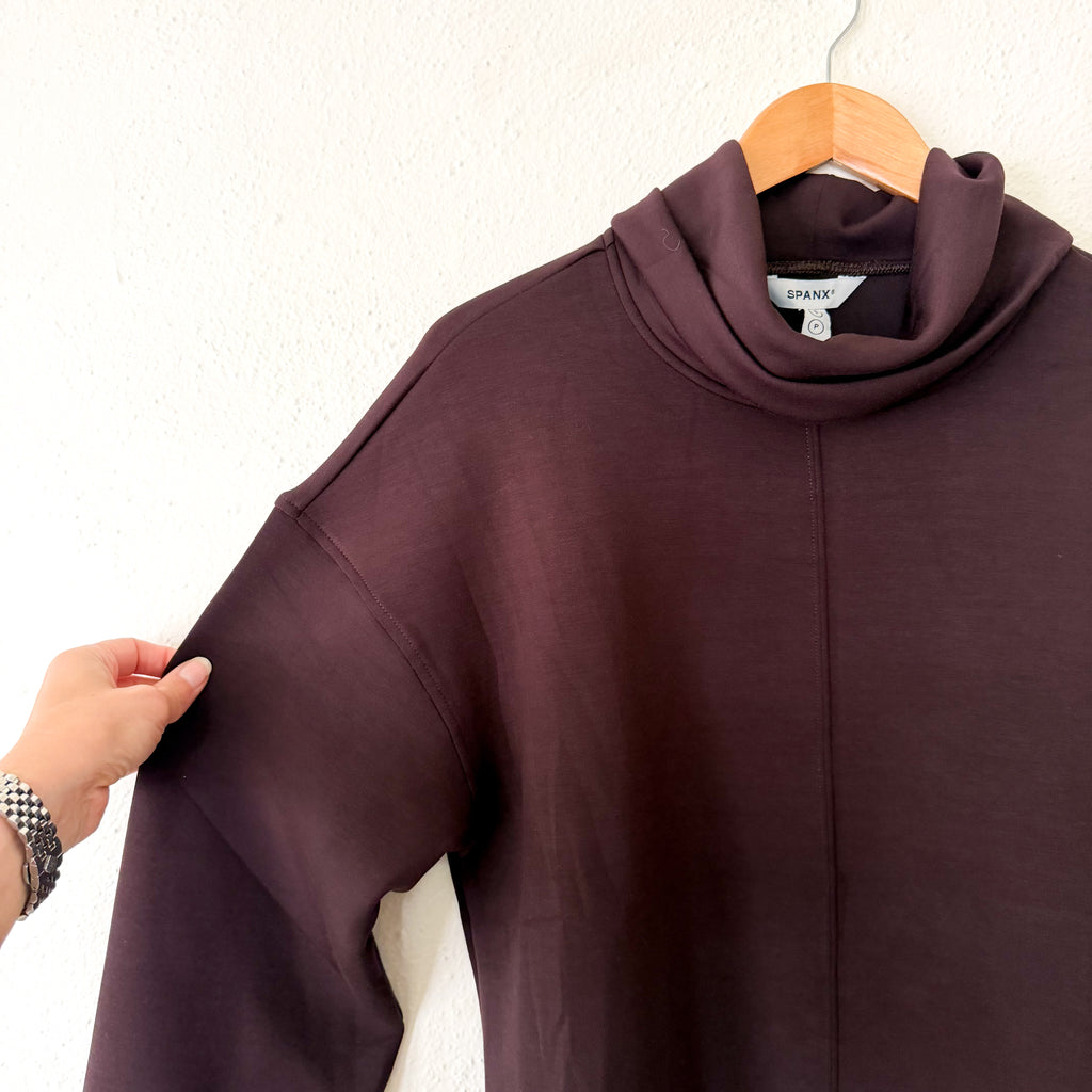 Spanx AirEssentials Tunic Turtleneck Sweatshirt in Truffle Brown | Small