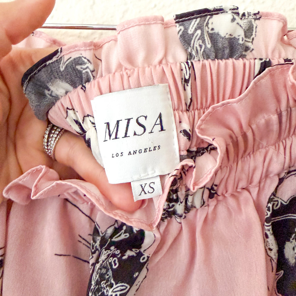 MISA Los Angeles Laiyin Pink Floral Off The Shoulder Mini Dress | XS