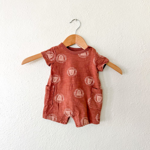 Carter's Just One You Brown Printed Lion Head Short Sleeve Romper | 0-3m
