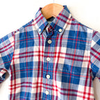 Class Club Boy Red White Blue Plaid Long Sleeve Buttons Down | 2-3T