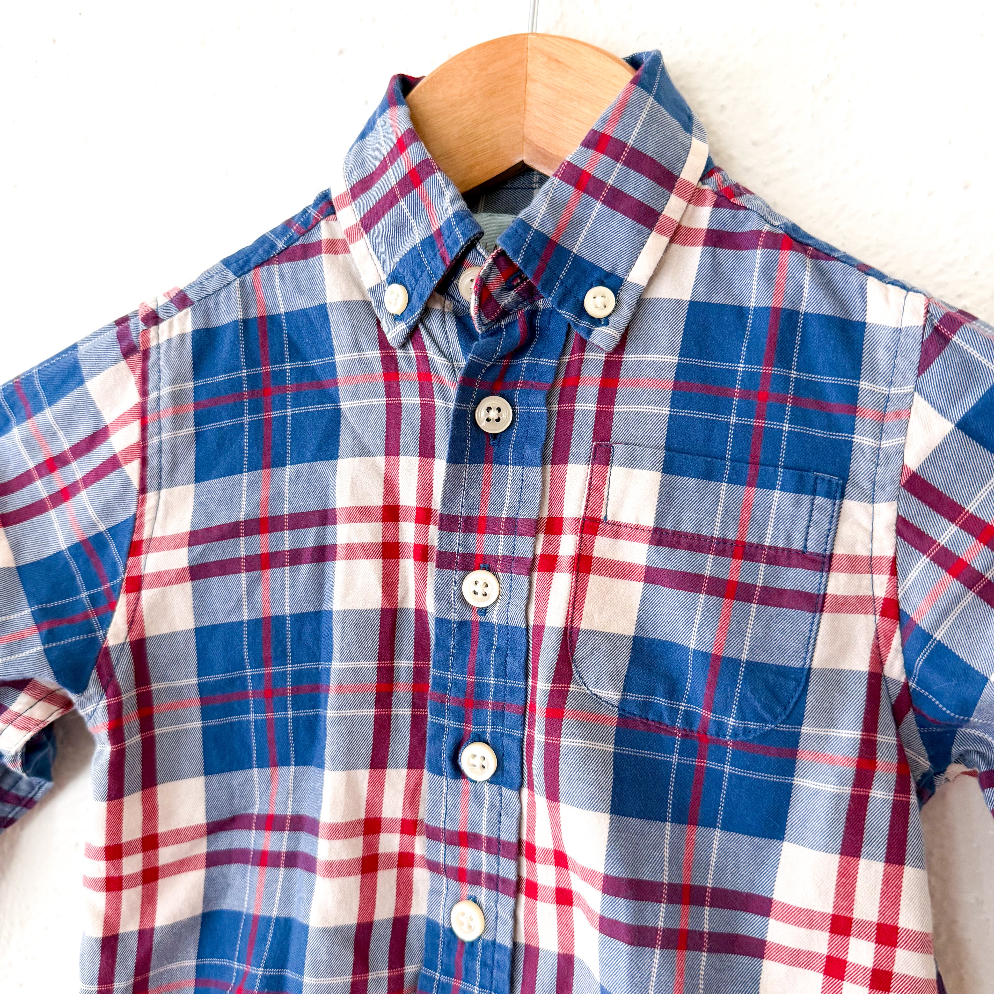 Class Club Boy Red White Blue Plaid Long Sleeve Buttons Down | 2-3T