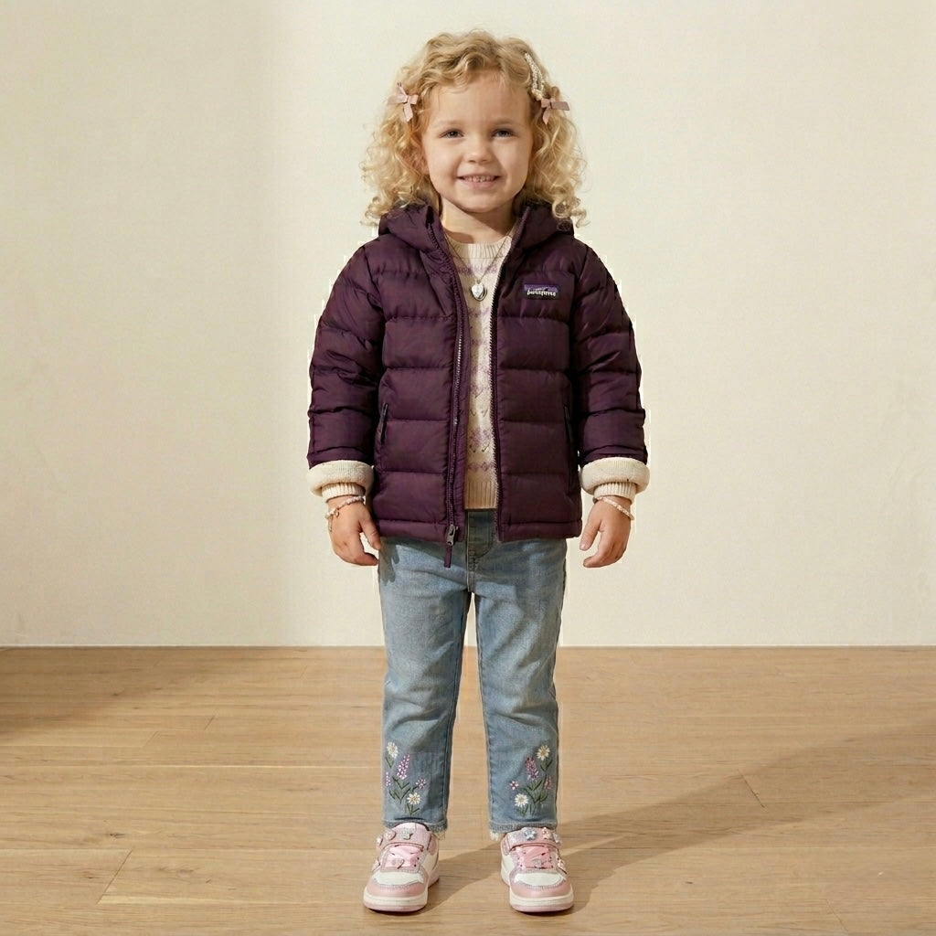 Patagonia Toddler Girls Eggplant Hi Loft Down Puffer Jacket | 4T