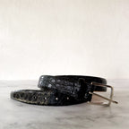 Martin Dingman Black Genuine Crocodile Leather Belt with Silver Buckle | 38
