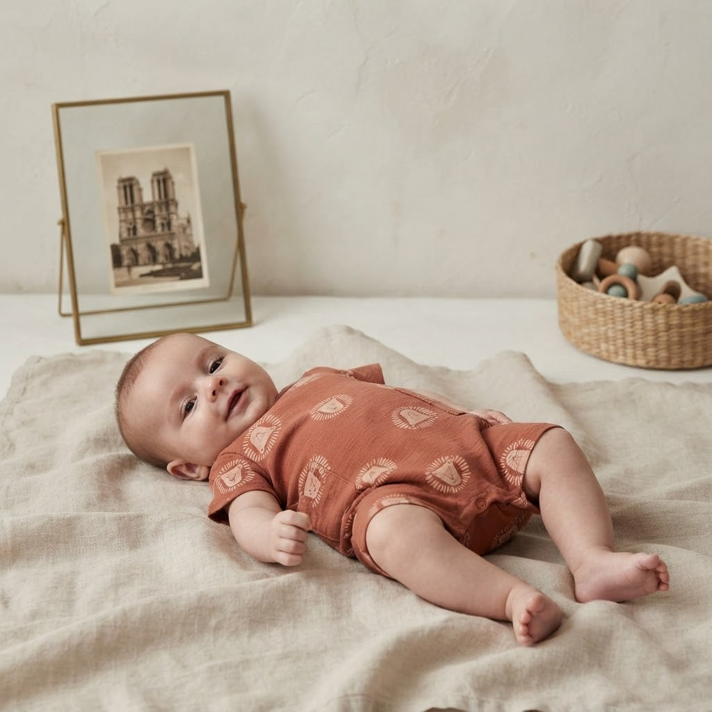 Carter's Just One You Brown Printed Lion Head Short Sleeve Romper | 0-3m