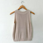 Commense Sleeveless Mockneck Sweater Top in Neutral Beige | XS