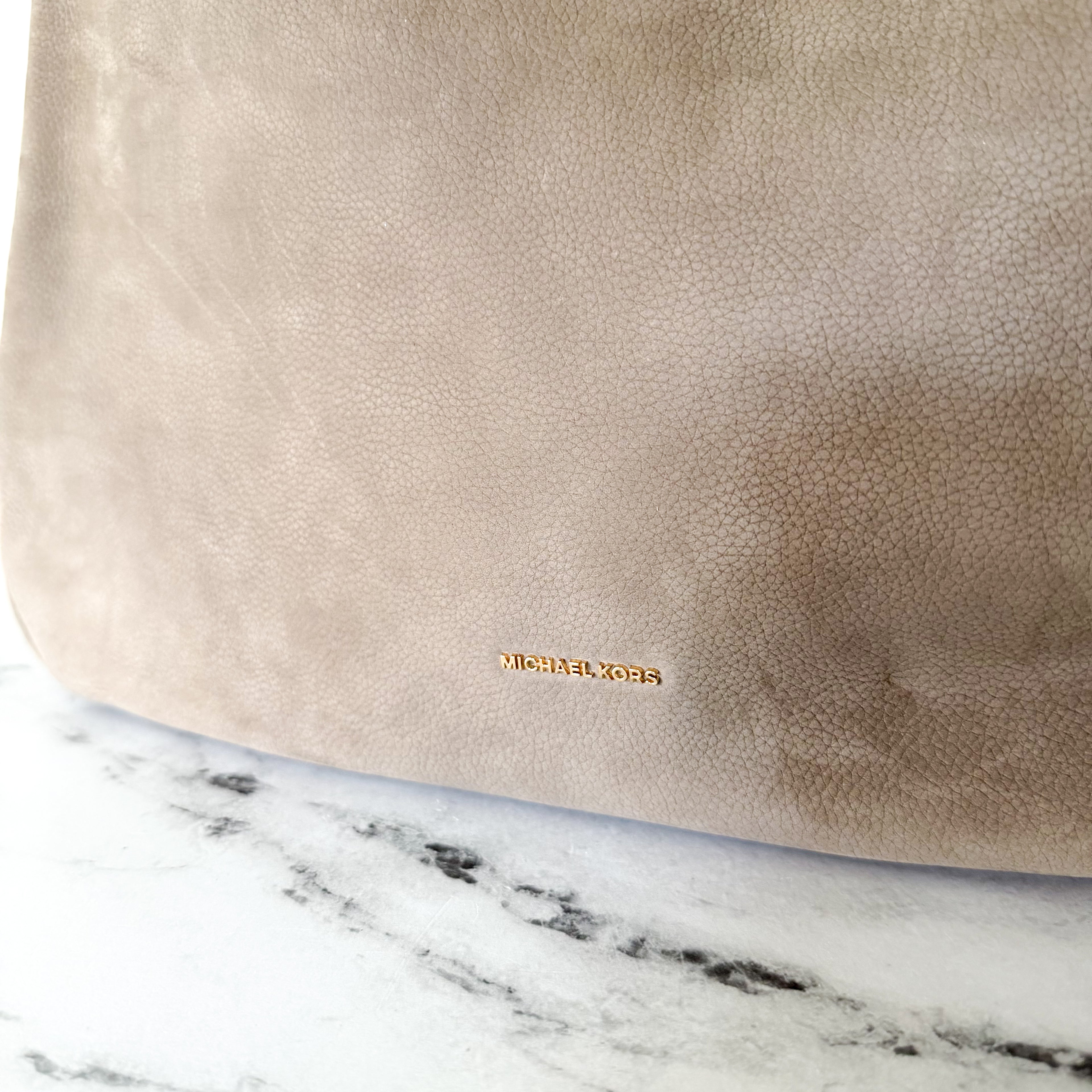 MICHAEL Michael Kors Nolita Large Nubuck Hobo Shoulder Bag in Taupe