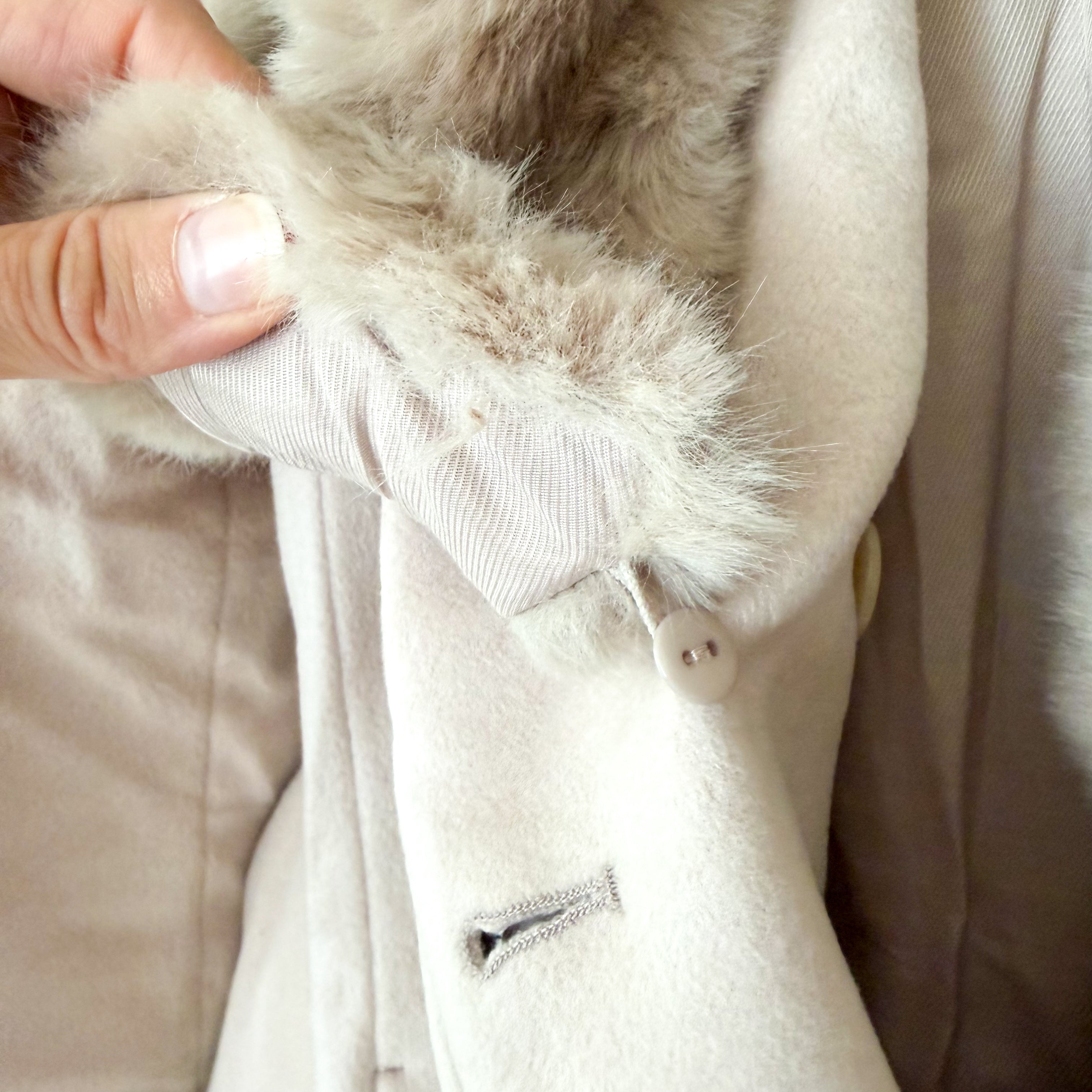 Reiss Dawson Full Length Belted Coat with Detachable Faux Fur Shawl Collar in Dusty Mauve | XS