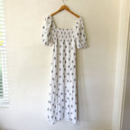 Love, Tomas Emerson Fry Linen Blend Boho Half Sleeve Block Print Maxi Dress | XS