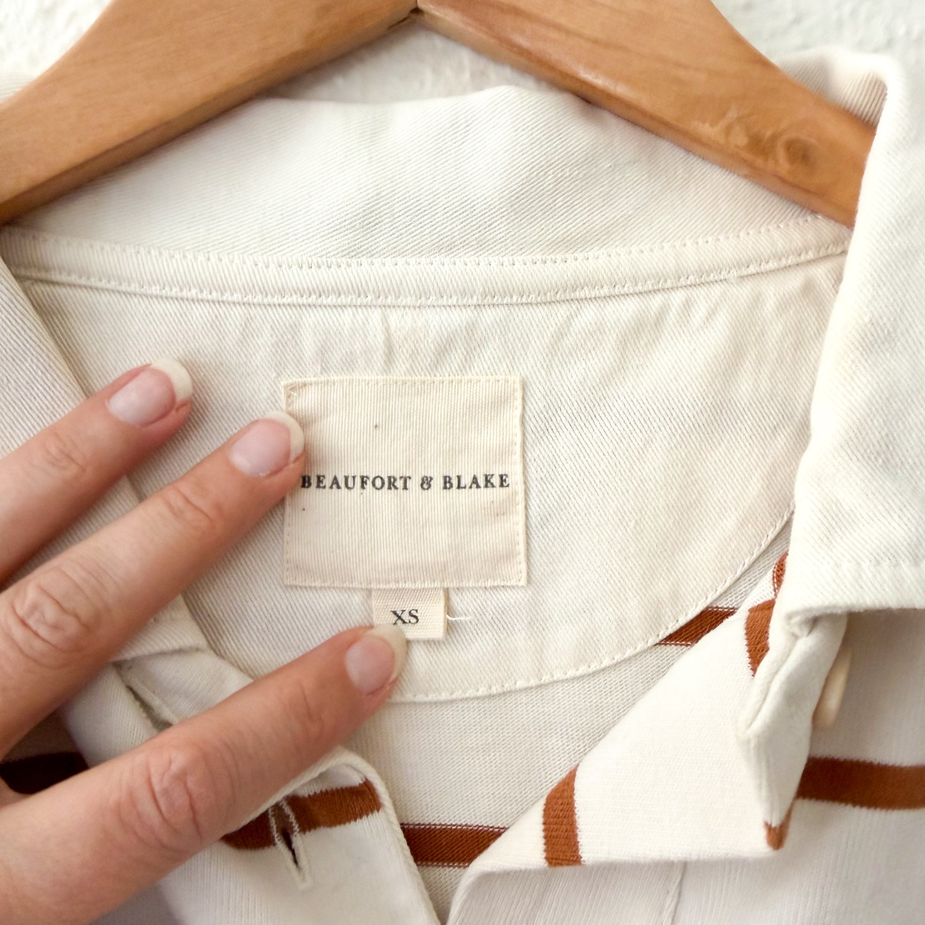 Beaufort & Blake Thompson Vintage Rugby in Camel Cream Stripe | XS