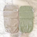 KeaBabies Lyra Organic Cotton Muslin Gauze Burp Cloths in Silver Grey & Sage