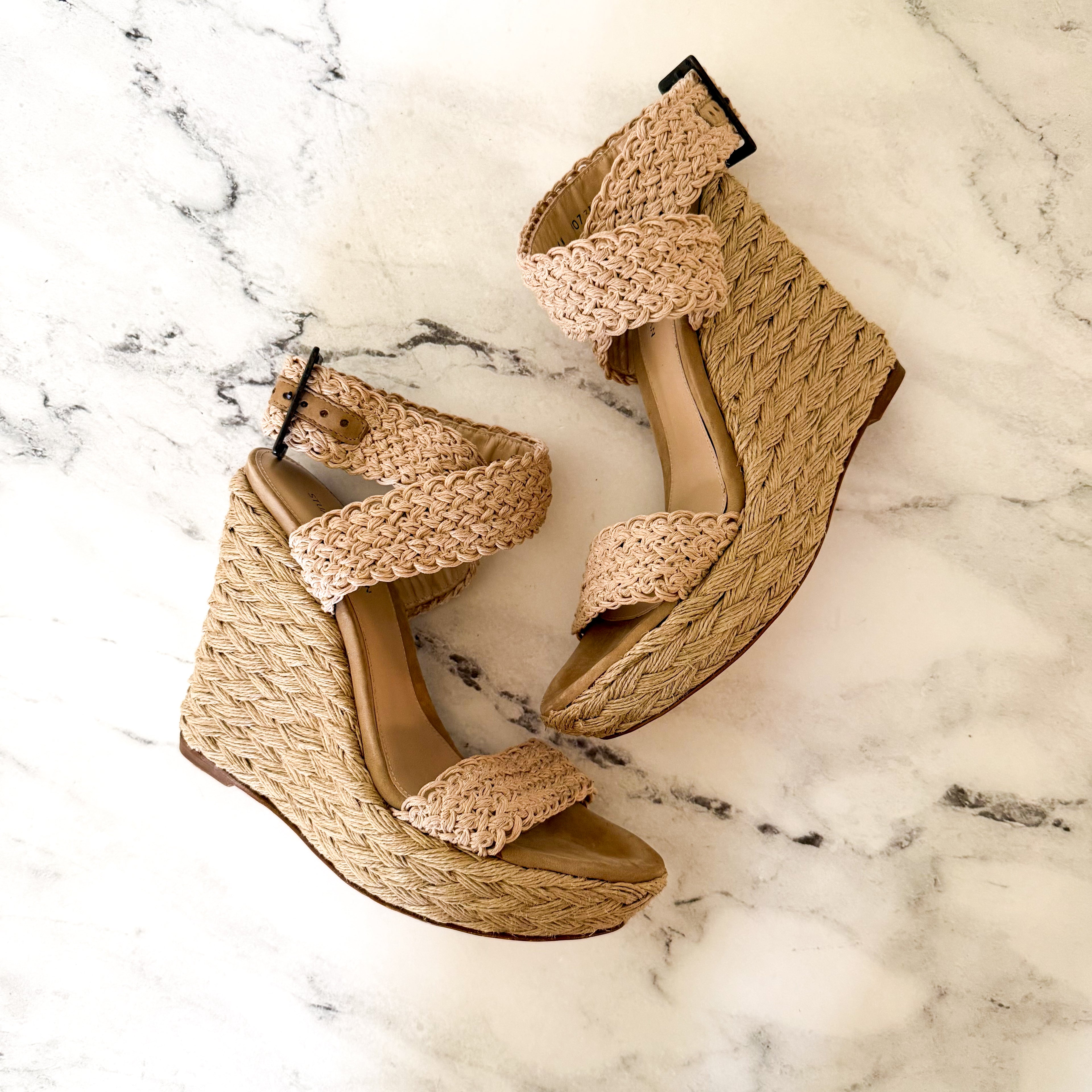 Stuart Weitzman Women's Alexis Braided Espadrille Wedge Sandals in Natural | 6.5