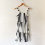 LOFT Black & White Stripe Midi Sun Dress | 0P