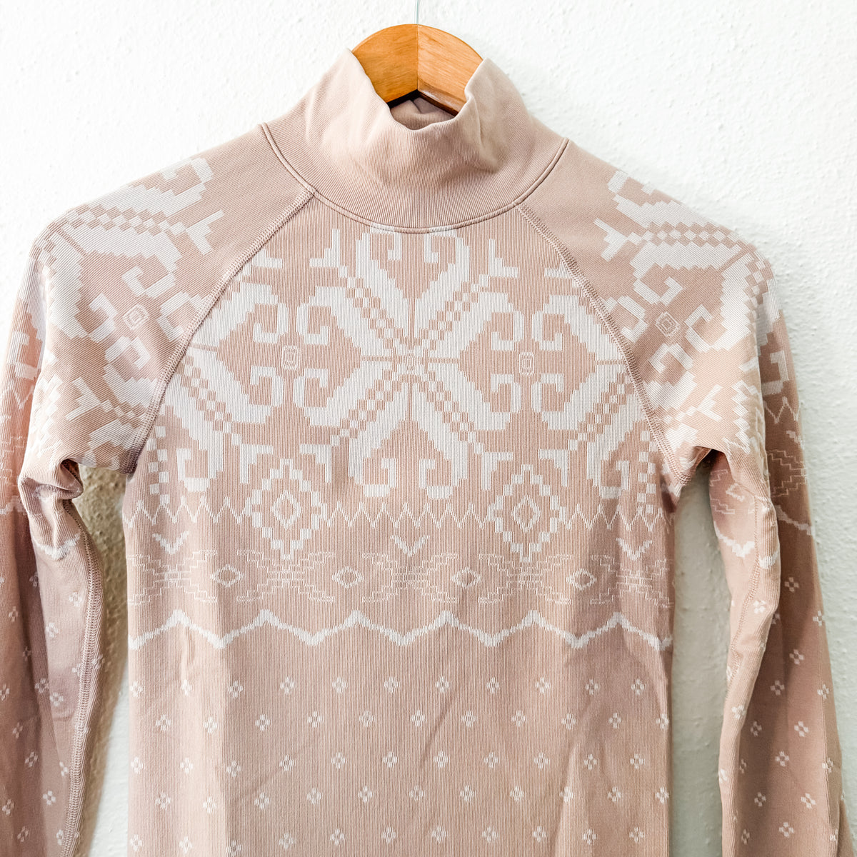Sweaty Betty Fair Isle Jacquard Seamless Turtleneck Base Layer Long Sleeve Shirt | XS