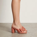 Loeffler Randall Pink Penny Pleated Organza Bow Block Heels | 6.5