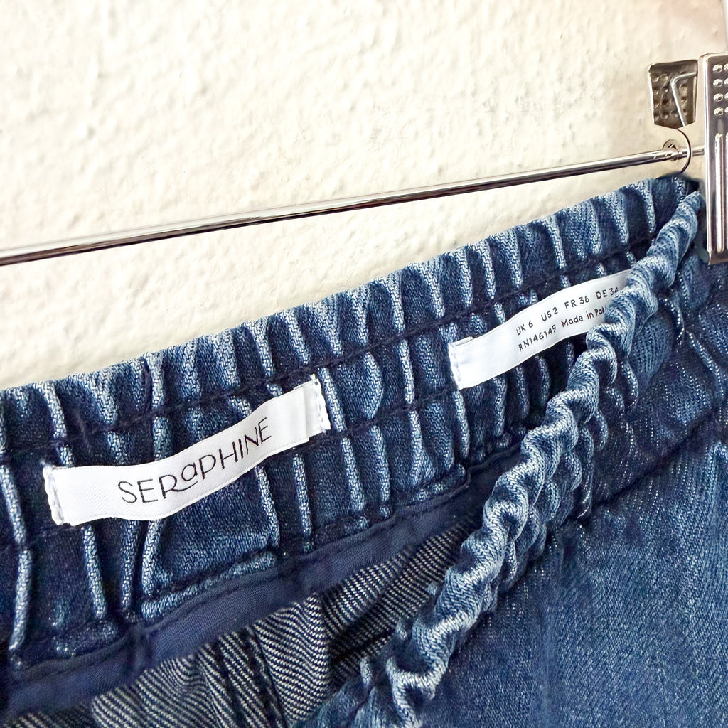 Seraphine Maternity Oslo Under The Bump Drawstring Wide Leg Denim Trousers | 2