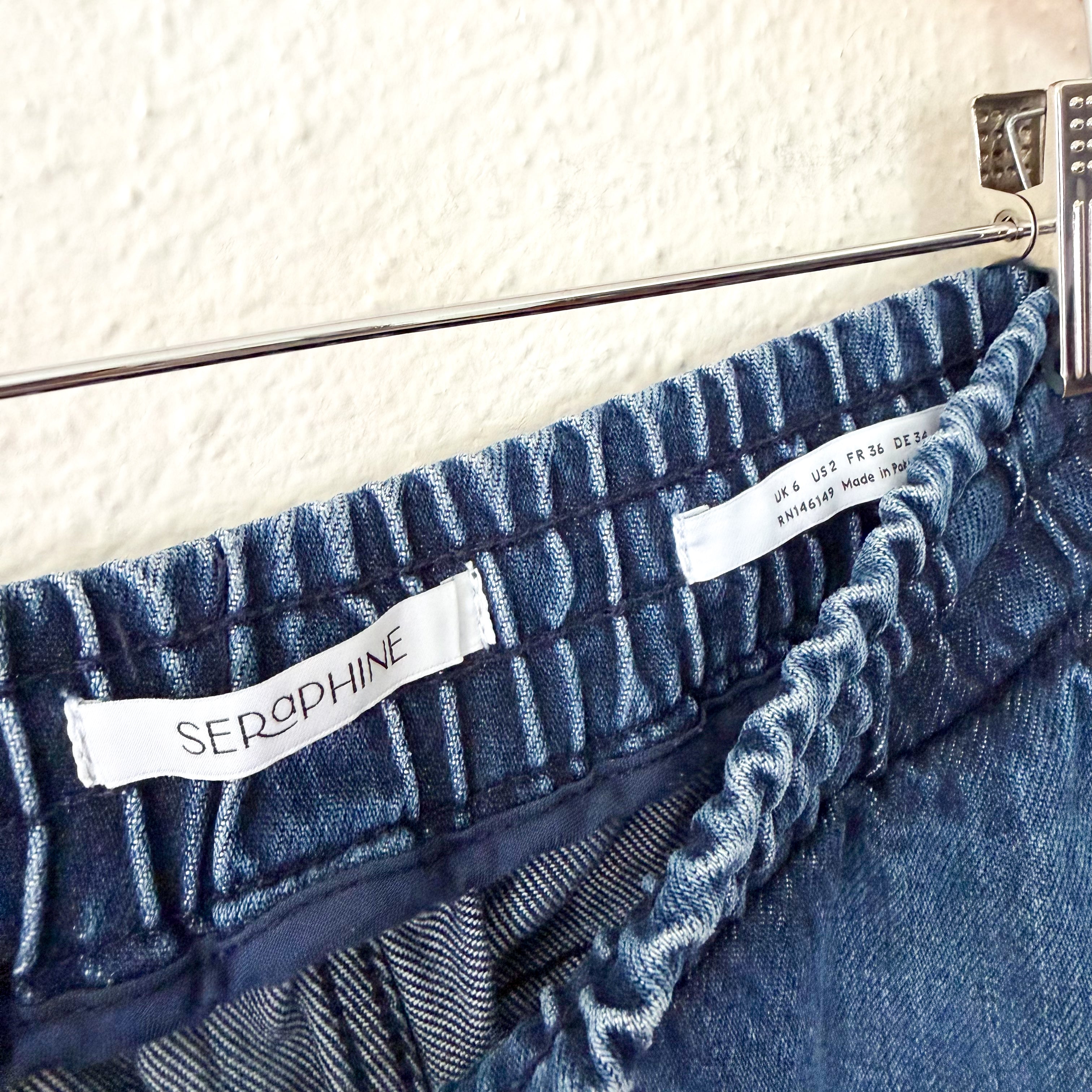 Seraphine Maternity Oslo Under The Bump Drawstring Wide Leg Denim Trousers | 2