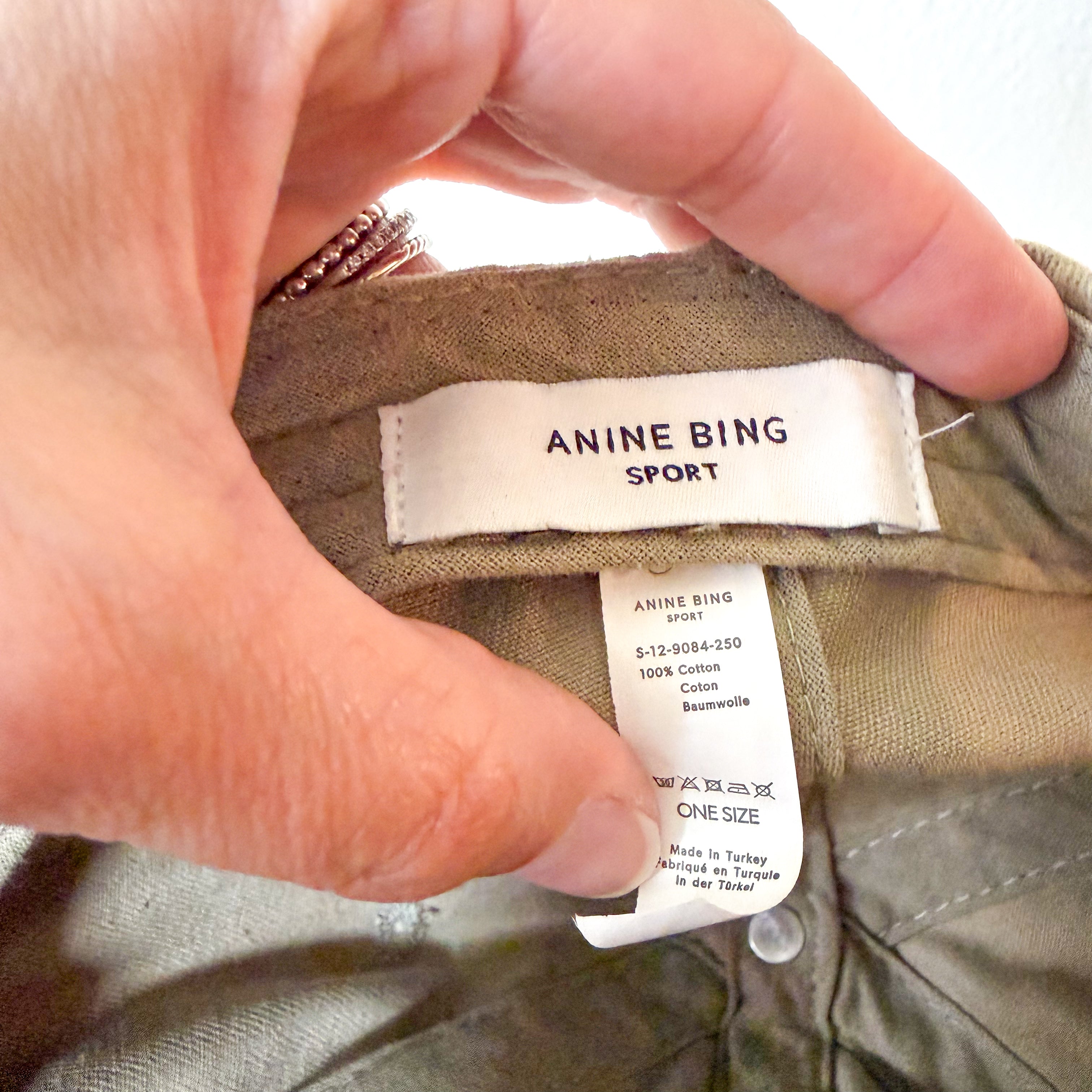 Anine Bing Sport Embroidered Logo Jeremy Cotton Baseball Cap | Khaki
